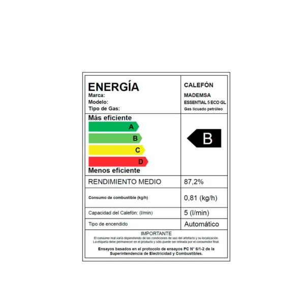 Calefont Gas Licuado Mademsa 5Lt Tiro Natural - Imagen 9