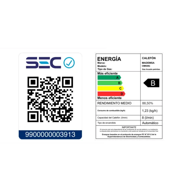 Calefont Gas Licuado Mademsa 8 Lt Tiro Natural Gris - Imagen 8