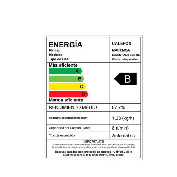 Calefont Gas Licuado Mademsa 8 Lt Tiro Natural - Imagen 8