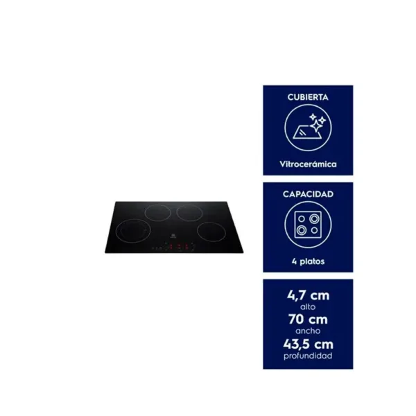 Encimera Eléctrica 4 Platos Vitrocerámica y Panel Touch VE7DT - Imagen 3