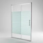 Mampara Corredera Vidrio Templado 100x180 Cms - Dechaus Franjas Blancas Plateado - Imagen 2