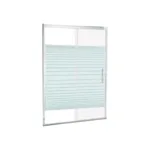 Mampara Corredera Vidrio Templado 100x180 Cms - Dechaus Franjas Blancas Plateado - Imagen 5