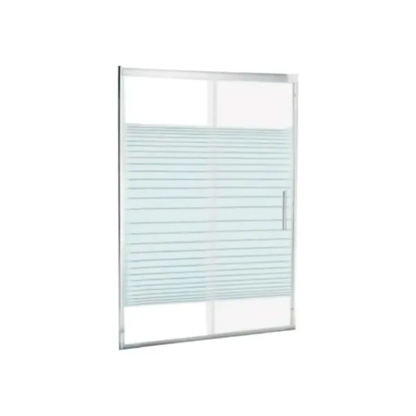 Mampara Corredera Vidrio Templado 100x180 Cms - Dechaus Franjas Blancas Plateado - Imagen 5