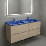 Cubierta De Loza Doble Para Vanitorio 121x46 Azul Mate - Imagen 2