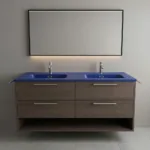 Cubierta De Loza Doble Para Vanitorio 121x46 Azul Mate - Imagen 3