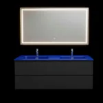 Cubierta De Loza Doble Para Vanitorio 121x46 Azul Mate - Imagen 4