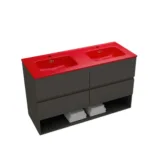 Cubierta De Loza Doble Para Vanitorio 121x46 Rojo Mate - Imagen 2