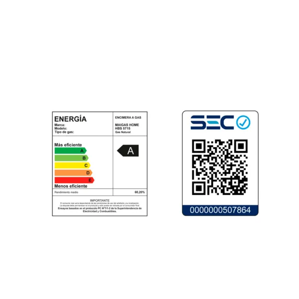 ENCIMERA A GAS 5 QUEMADORES - HBS5715 Maigas - Imagen 6
