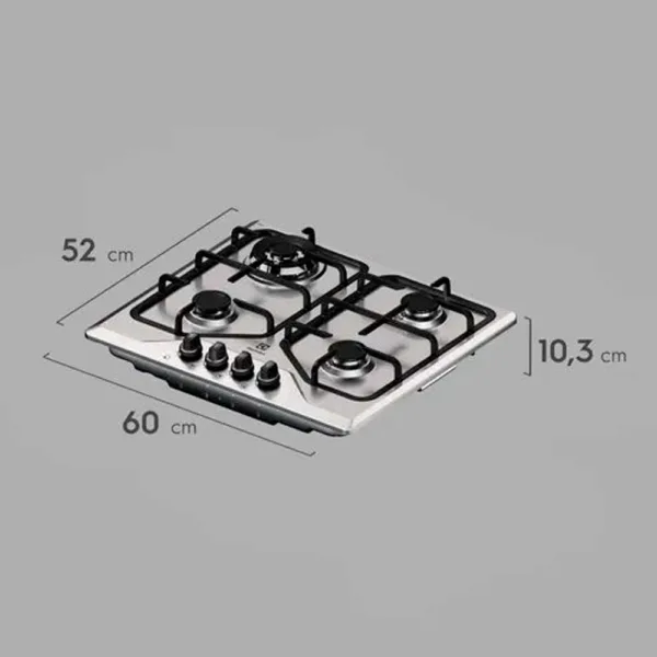 Encimera a Gas 4 Platos Electrolux Experience Multi Llama y Parrilla de Hierro Fundido KE4XC Inox - Imagen 6