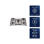 Encimera a Gas 5 Platos Electrolux Experience Tecnología de Cocción Precisa KE5XC Inox - Imagen 2
