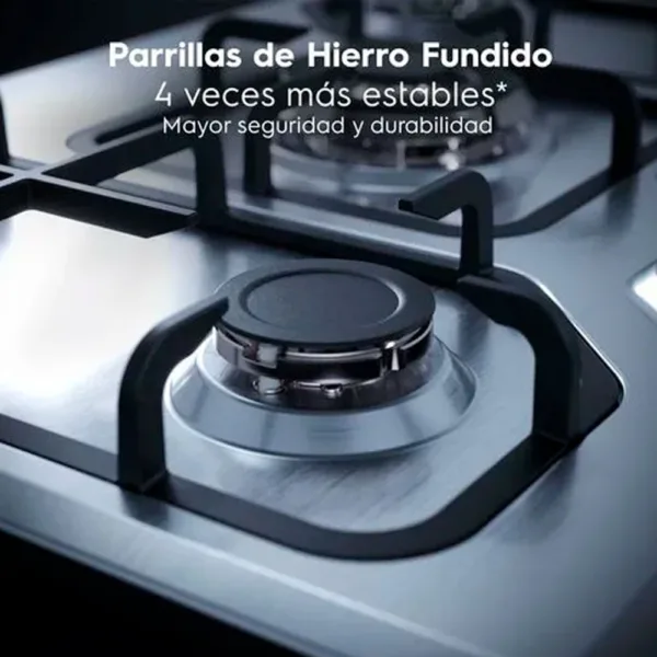 Encimera a Gas 4 Platos Electrolux Experience Multi Llama y Parrilla de Hierro Fundido KE4XC Inox - Imagen 2