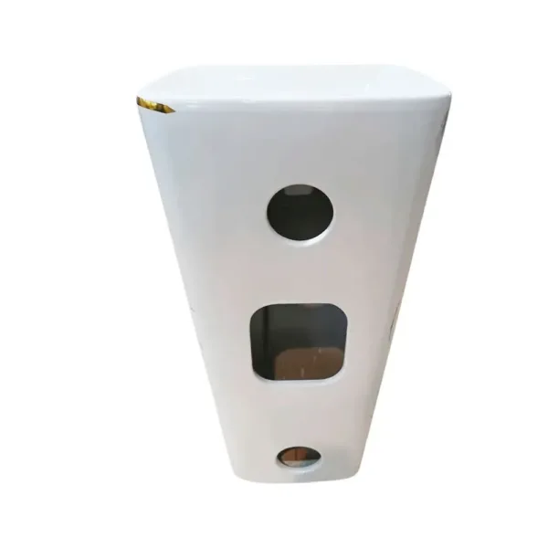 Lavamanos Con Pedestal Integrado Blanco Oro 43x36cm - Imagen 8