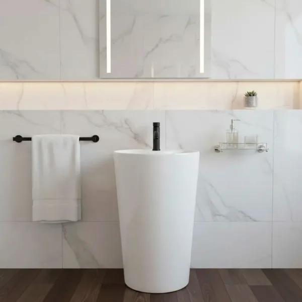Lavamanos Con Pedestal Integrado Cilindro Blanco 45x86 Cms - Imagen 2