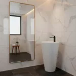 Lavamanos Con Pedestal Integrado Cono Blanco Marmol 39 Cms