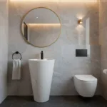 Lavamanos Con Pedestal Integrado Cono Blanco Marmol 39 Cms - Imagen 4