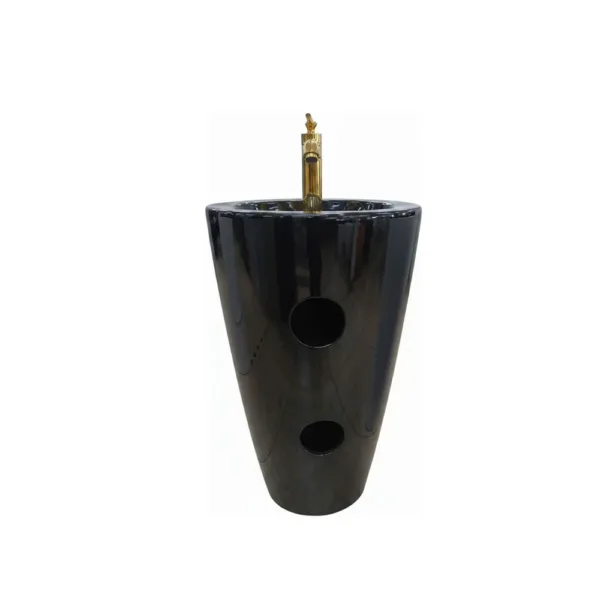 Lavamanos Con Pedestal Integrado Cono Negro 48x84 Cm - Imagen 3