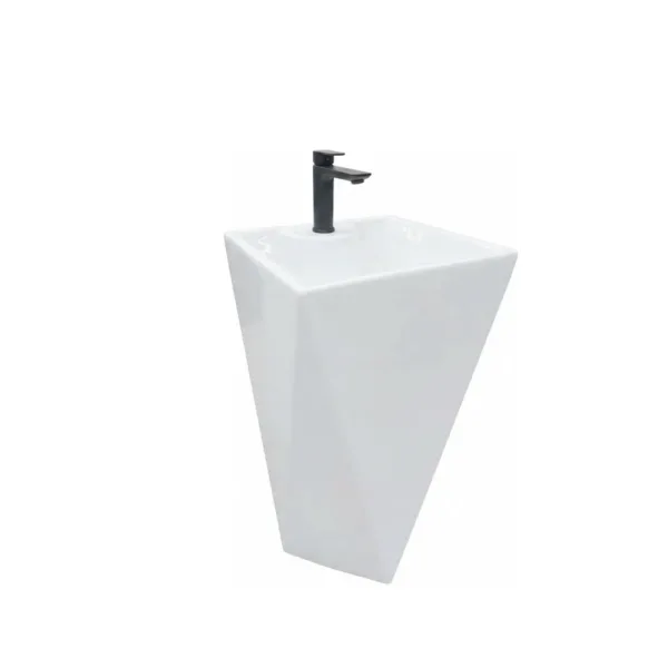Lavamanos Con Pedestal Integrado Geométrico 45x45x86 - Imagen 3