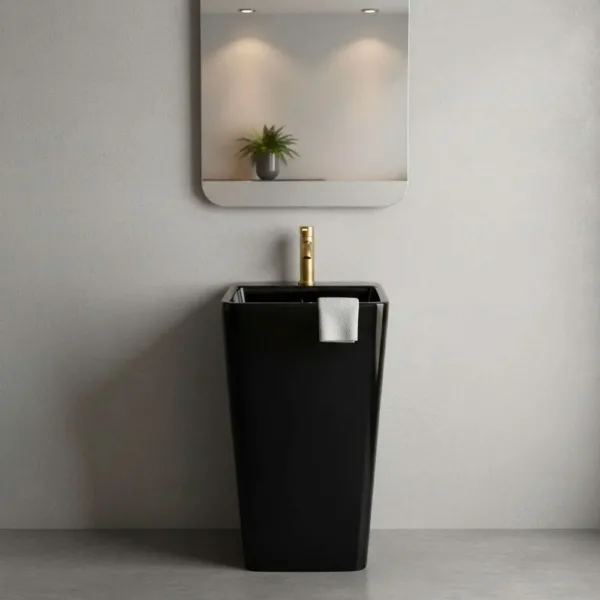 Lavamanos Con Pedestal Integrado Negro 40x40cms - Imagen 2