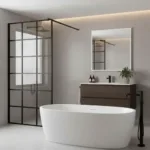 Mampara Fija 90x190 Cms Perfiles Negros