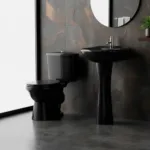 Sala De Baño 4 Piezas Negro Wc 30 Cms Y Lavamanos