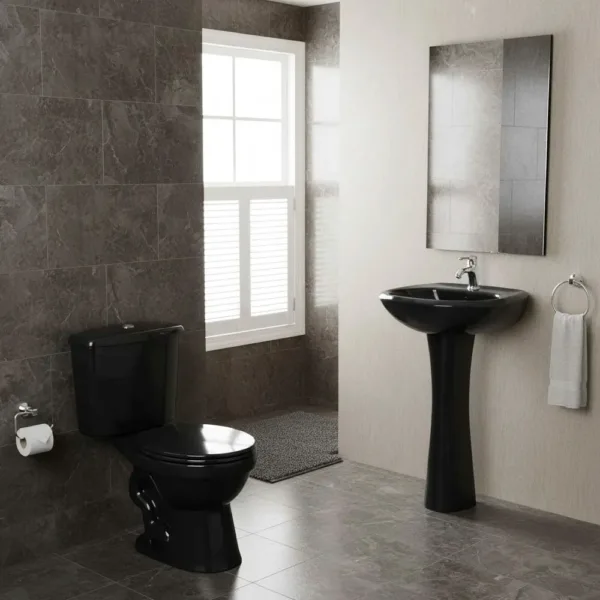 Sala De Baño 4 Piezas Negro Wc 30 Cms Y Lavamanos - Imagen 2