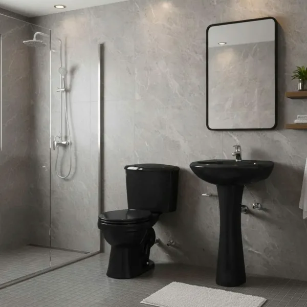 Sala De Baño 4 Piezas Negro Wc 30 Cms Y Lavamanos - Imagen 3