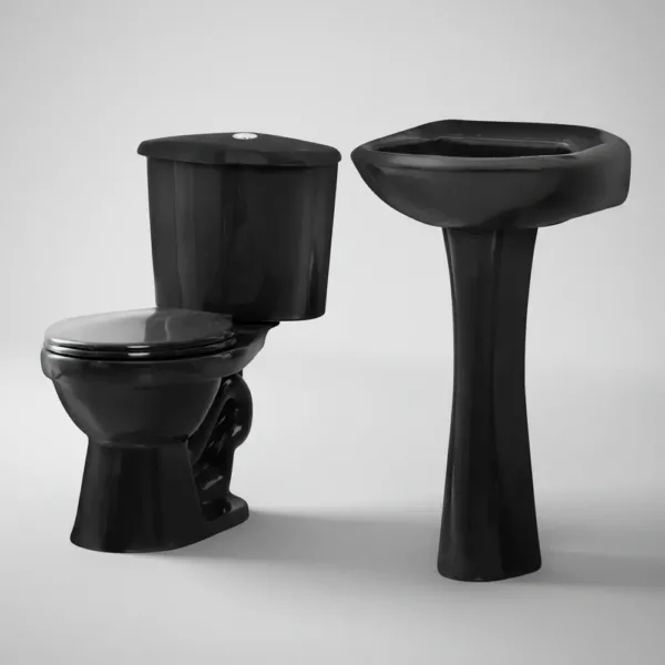 Sala De Baño 4 Piezas Negro Wc 30 Cms Y Lavamanos - Imagen 5