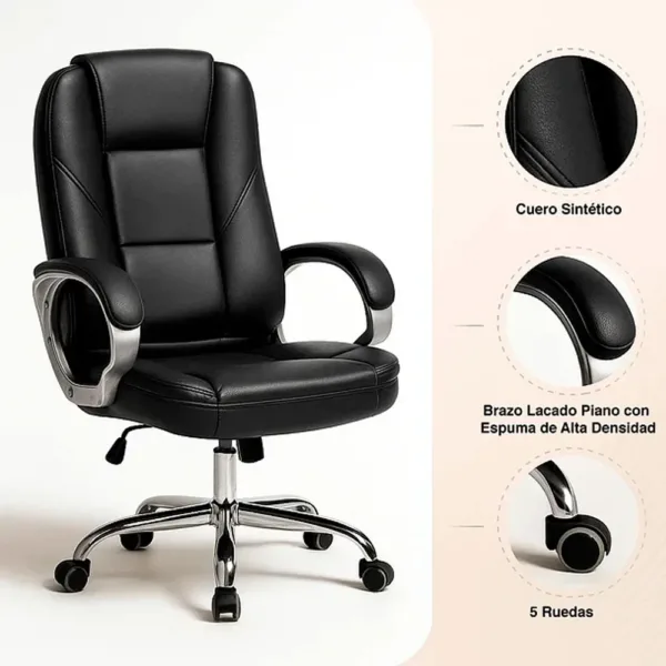 Sillón de Oficina Ejecutiva Magnus Cuero Sintético - Negro - Imagen 5