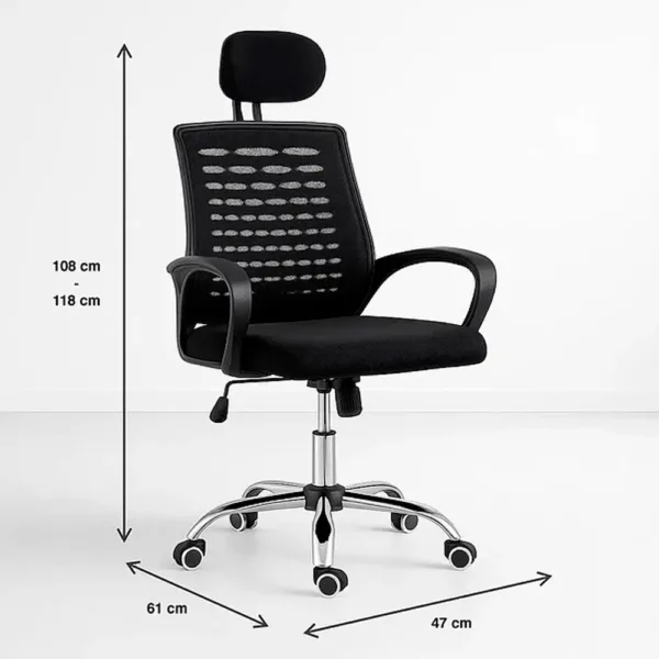 Silla oficina simply mesh negra con apoyabrazos y cabeza - Imagen 4