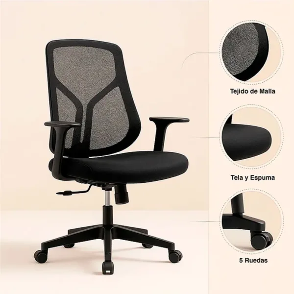 Silla de Oficina Ergonómica Nova Mesh - Negra - Imagen 5