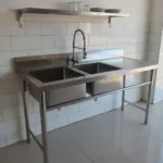 Lavafondo Acero Inoxidable Doble 175x60x81cms