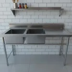 Lavafondo Acero Inoxidable Doble 145x60 Con Secado