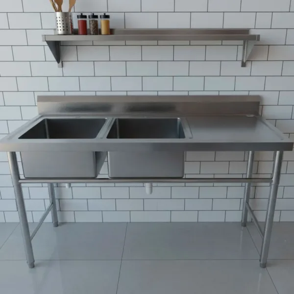 Lavafondo Acero Inoxidable Doble 175x60x81cms - Imagen 2