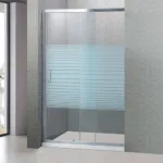 MAMPARA AJUSTABLE 120-140 X 185 CMS TRANSLUCIDO Y FRANJAS BLANCAS - Imagen 2