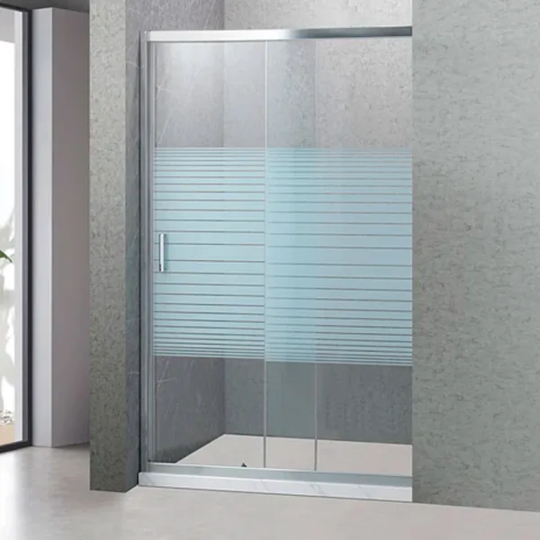 MAMPARA AJUSTABLE 120-140 X 185 CMS TRANSLUCIDO Y FRANJAS BLANCAS - Imagen 2