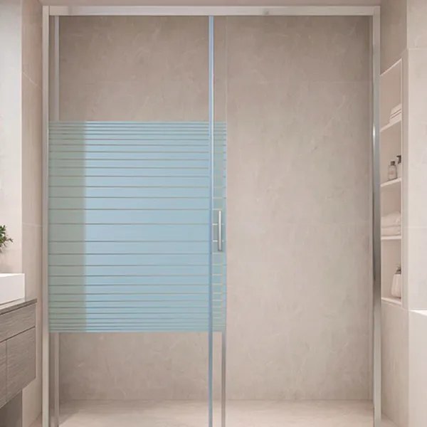 MAMPARA AJUSTABLE 120-140 X 185 CMS TRANSLUCIDO Y FRANJAS BLANCAS - Imagen 4