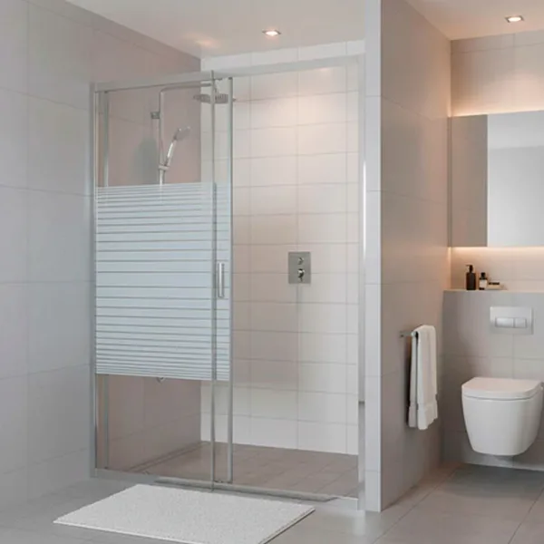 MAMPARA AJUSTABLE 120-140 X 185 CMS TRANSLUCIDO Y FRANJAS BLANCAS - Imagen 5