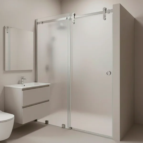 MAMPARA AJUSTABLE 120-130 X 190 CMS VIDRIO TEMPLADO EMPAVONADO  8MM - Imagen 2