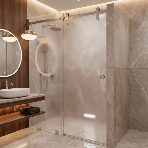 MAMPARA AJUSTABLE 120-130 X 190 CMS VIDRIO TEMPLADO EMPAVONADO  8MM - Imagen 3