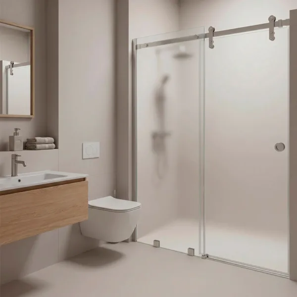 MAMPARA AJUSTABLE 120-130 X 190 CMS VIDRIO TEMPLADO EMPAVONADO  8MM - Imagen 4