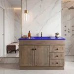 Mueble Vanitorio Cafe + Cubierta Loza Azul 120x47x82 Cms