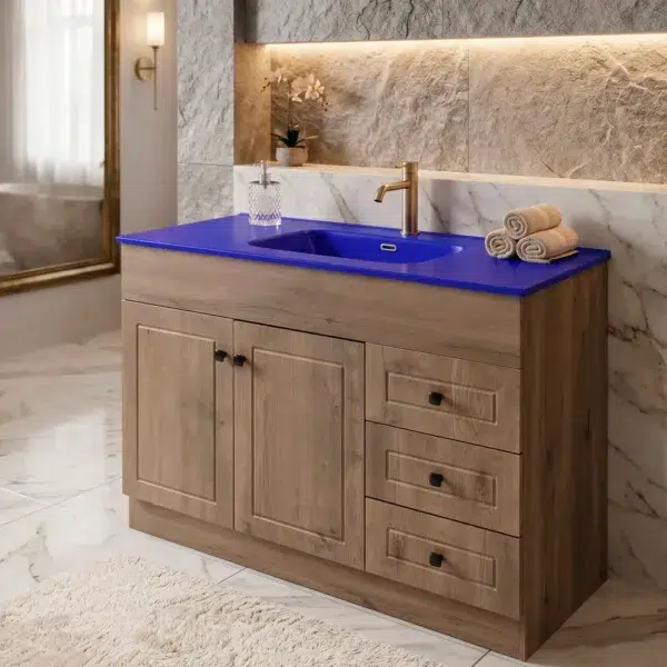 Mueble Vanitorio Cafe + Cubierta Loza Azul 120x47x82 Cms - Imagen 2