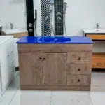 Mueble Vanitorio Cafe + Cubierta Loza Azul 120x47x82 Cms - Imagen 3
