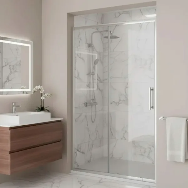 Mampara Ajustable 150-160 X 190 Cms Transparente-cromo - Imagen 2