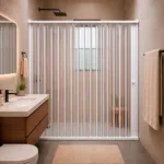 MAMPARA DE DUCHA 130-145X185 CMS EN PVC TIPO FLEXBOX BLANCO