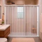 MAMPARA DE DUCHA 145-160X185 CMS EN PVC TIPO FLEXBOX BLANCO