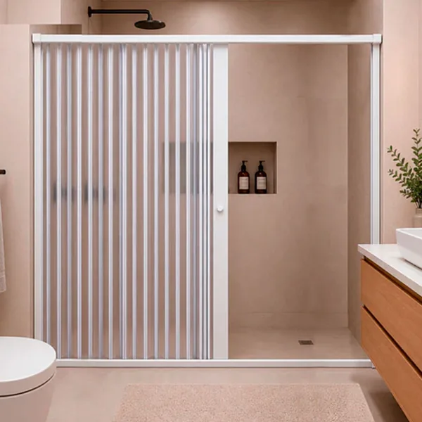 MAMPARA DE DUCHA 145-160X185 CMS EN PVC TIPO FLEXBOX  BLANCO - Imagen 2