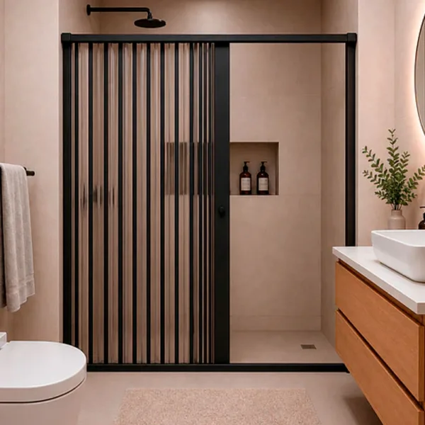 MAMPARA DE DUCHA 130-145X185 CMS EN PVC TIPO  FLEXBOX  NEGRO - Imagen 4