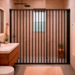 MAMPARA DE DUCHA 145-160X185 CMS EN PVC TIPO FLEXBOX  NEGRO