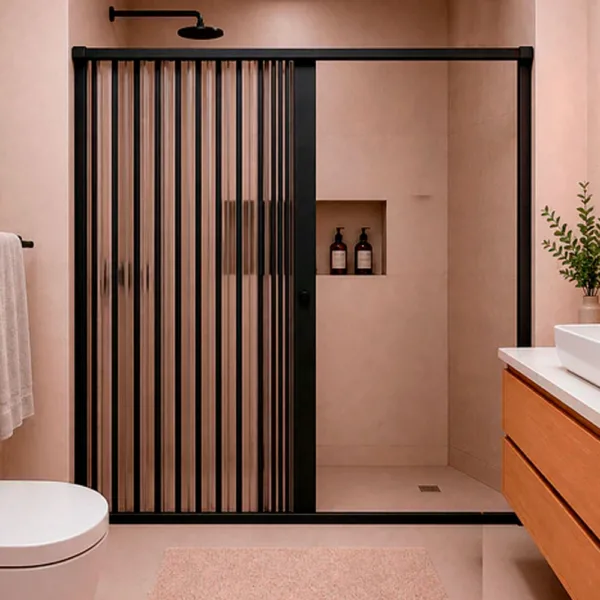 MAMPARA DE DUCHA 145-160X185 CMS EN PVC TIPO FLEXBOX  NEGRO - Imagen 2